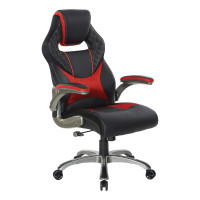 OSP Home Furnishings OVR25-RD Oversite Gaming Chair in Faux Leather with Red Accents